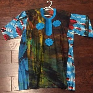 Multicolored Traditional African Print Dashiki